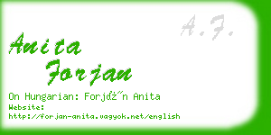 anita forjan business card